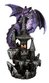 Pacific Giftware Small Guardian Dragon Protecting Castle with Rhinestone Rock Crystal Tabletop Decor Collectible Figurine Gift (