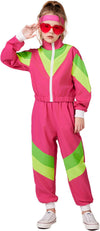 Sizgaroot 80S 90S Retro Windbreaker Set Girls Workout Costume Outfit Track Suit For Girls (Pink, 7-8 Years)
