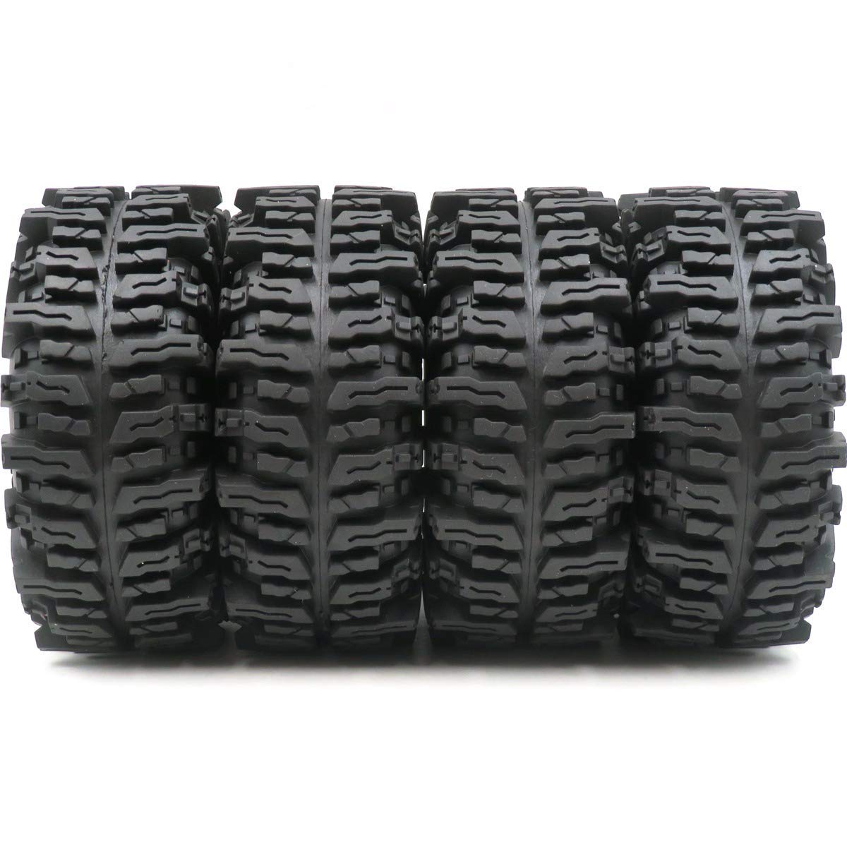 hobbysoul 4pcs RC Rock Crawler 2.2 Mud Slingers Tires Super Grip Tyers Height 124mm & 2.2 Beadlock Wheel Rim Hex 12mm for RC Cra
