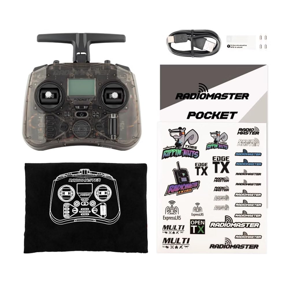Radiomaster Pocket Elrs Hall Gimbal Transmitter Remote Control Portable Lightweight Built In Led Light Foldable Antenna(Black Mo