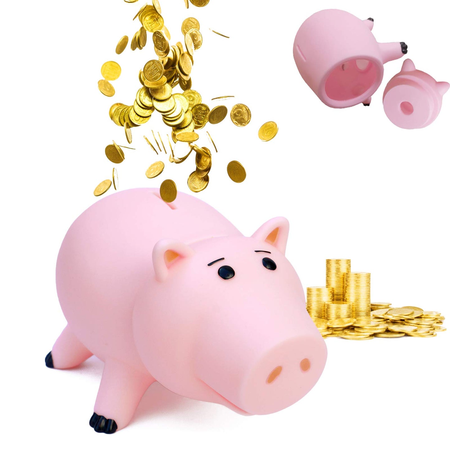 Zaring Cute Pink Pig Money Box Plastic Piggy Bank For Kid'S Birthday Gift Without Box (Pink-With Drawstring Plastic Bag)