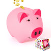 Laebuild Piggy Bank For Kids - Cute Piggy Bank For Boys And Girls - Unbreakable Plastic Money Bank - Pig Shape Coin Bank - Children'S Toy Safe Fluorescent Gift Savings Jar - Pink