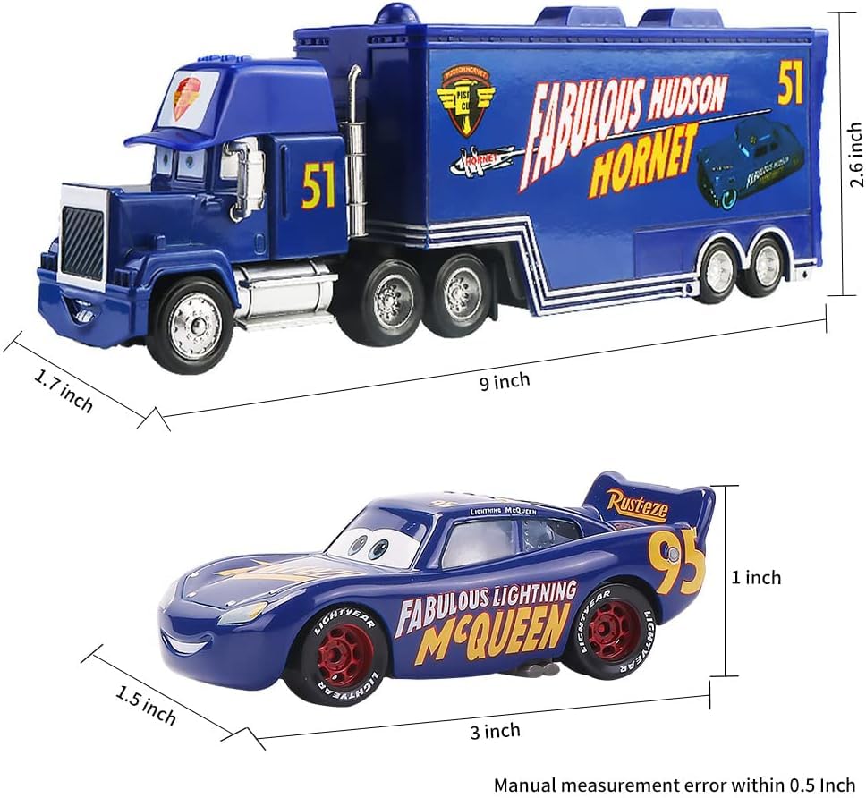Wltk Movie Cars 2 3 Hauler Truck Champion No.51 & Hudson No.51 Racer Speed 2Pcs Vehicles