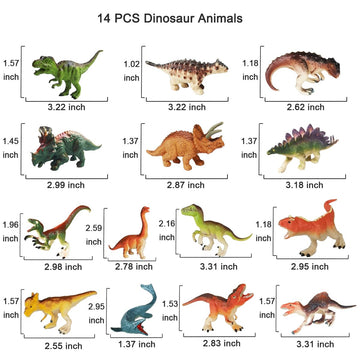 14 Pcs Figures Toys Realistic Mini Dinosaurs Animal Figurines, Plastic Learning Educational Playset Animal Themed Party Supplies Cake Topper Ornaments For Easter Egg Birthday Christmas