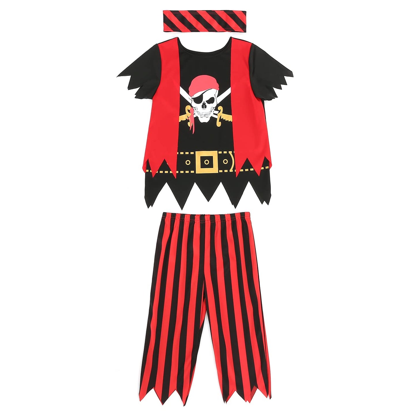 Wizland Children'S Pirate Costume 8Pcs Deluxe Pirate Costume For Kids 9-10Years