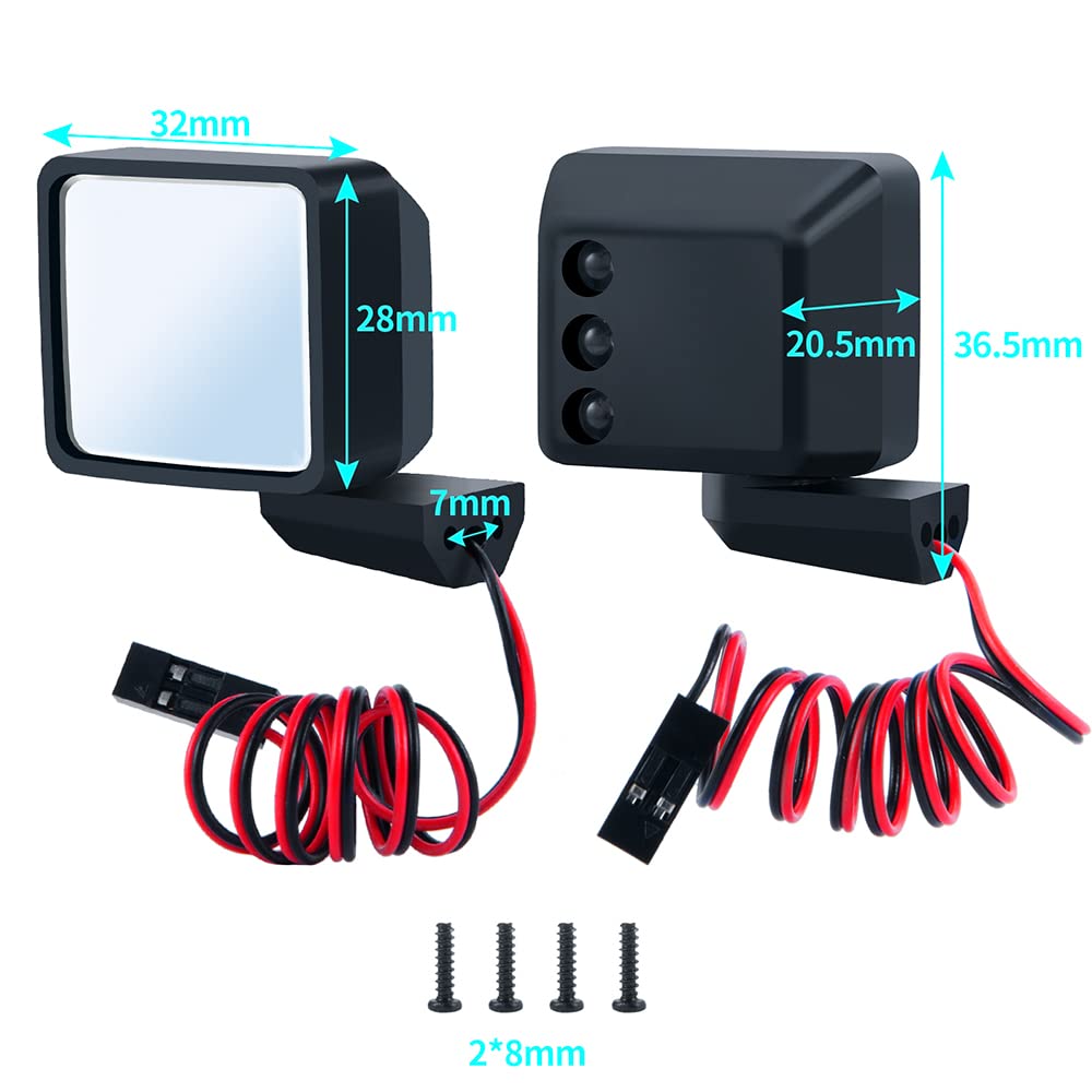 Rc Car 1/6Th Rear View Side Mirror Kit With Led Light For Axial Scx6 1/6 Rc Crawler Car Upgrades