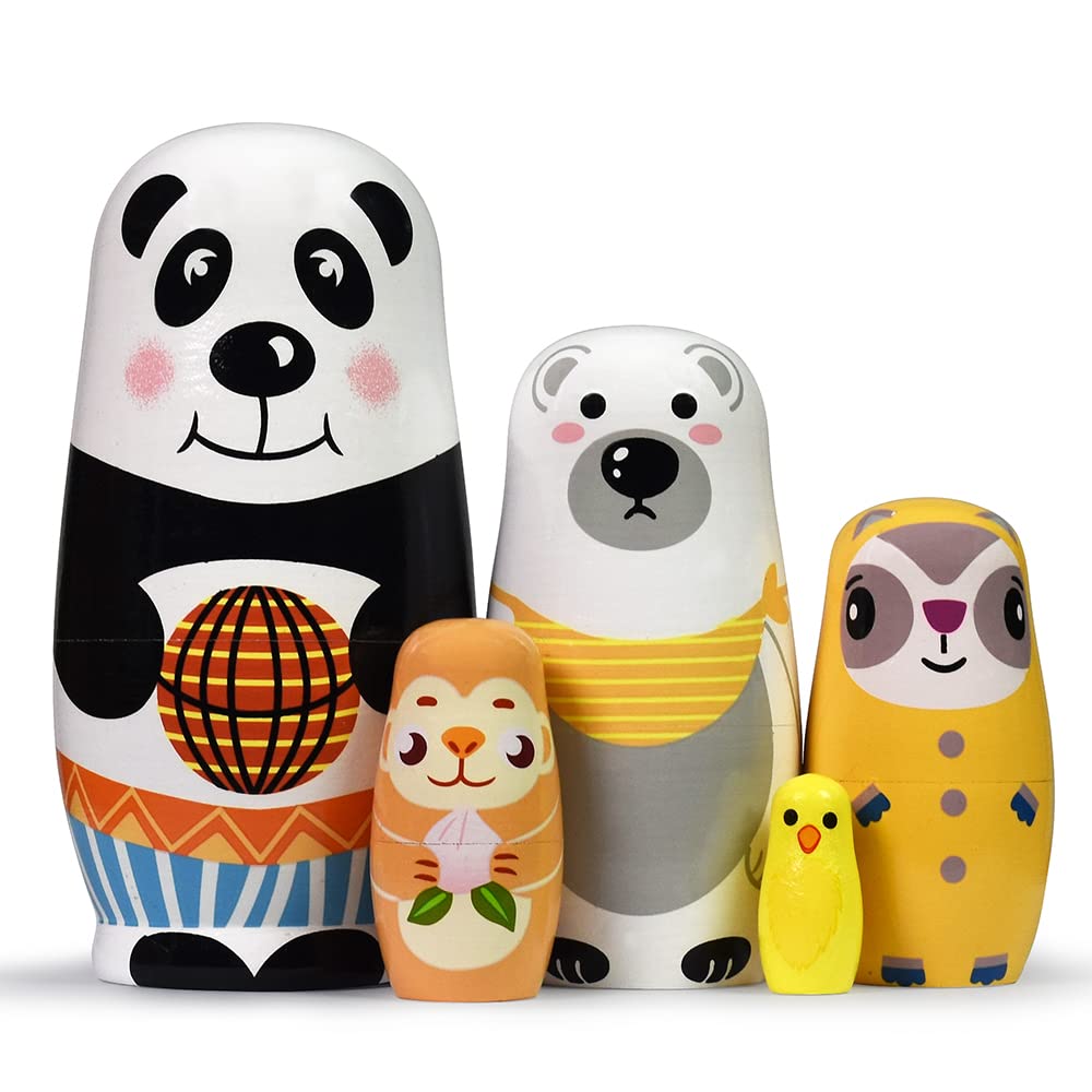 Tphon Nesting Dolls Wooden Russian Matryoshka Dolls For Toddlers Kids Handmade Toys Stacking Doll Set For Children Christmas Bir