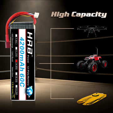 HRB 4S Lipo Battery 14.8V 4200mAh 60C Lipo Battery Compatible with RC Car RC Plane RC Truck RC Boat