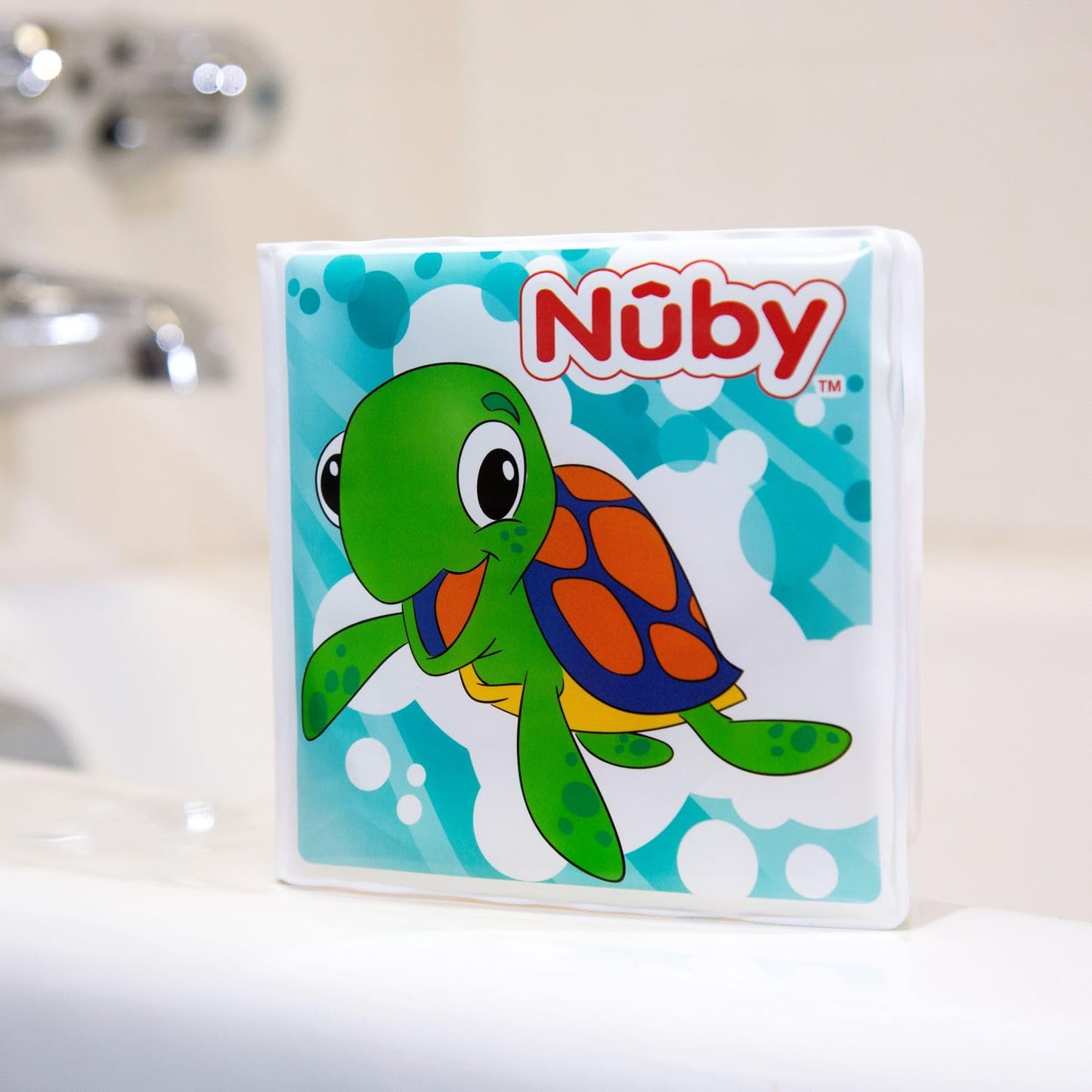 Nuby Bath Fun Time Book - Waterproof Pages, Surprise Squeaker, 1 Count, White, Model 4755