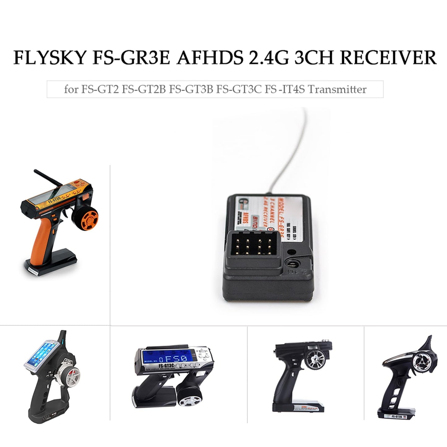 Sunydog Rc Receiver,Fs-Gr3E Afhds 3Ch Receiver For Rc Car Boat Fs-Gt2 Fs-Gt2B Fs-Gt3B Fs-Gt3C Fz-It4S