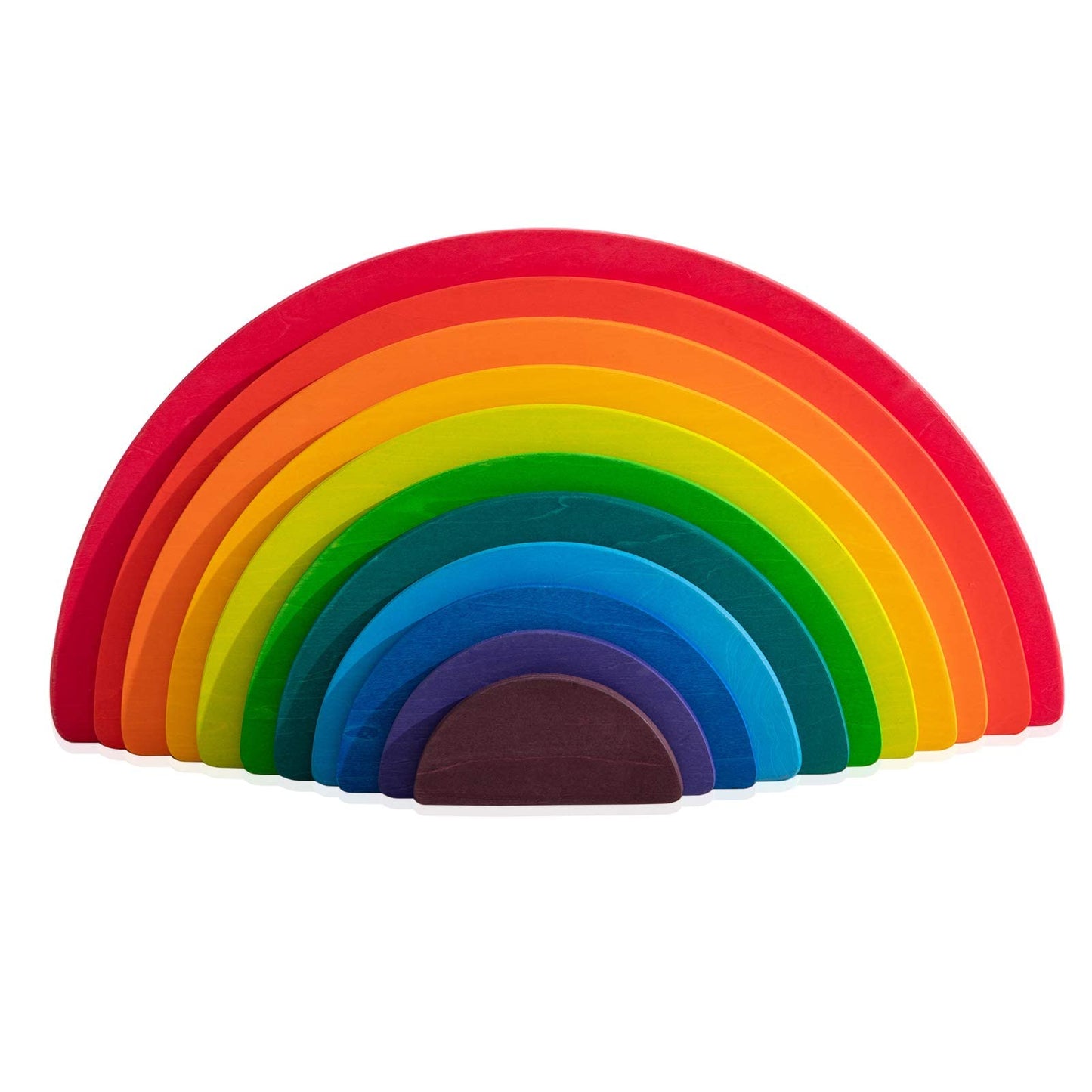 MERRYHEART Wooden Semicircle Stacker Toys, 11 Pcs Semicircle Rainbow Stacking Puzzle, Building Blocks Board Set for Kids, Learni