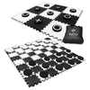 Swooc Games - 2-In-1 Reversible Giant Checkers & Tic Tac Toe Game ( 4Ft X 4Ft ) - 100% High Density Eva Foam Mat & Pieces - Extr