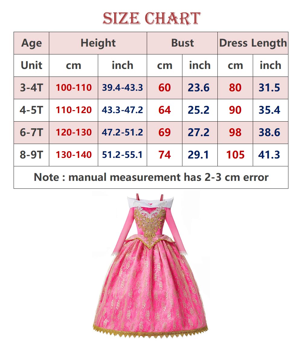 Axaxa Aurora Costume For Girls Halloween Costume Fancy Birthday Party Dress Up With Accessories 3-8T