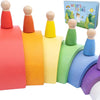 Montessori Nesting Rainbow Toy: Open-Ended Wooden Stacking Set With Arches, Peg Dolls & Story Book For Emotional Intelligence &