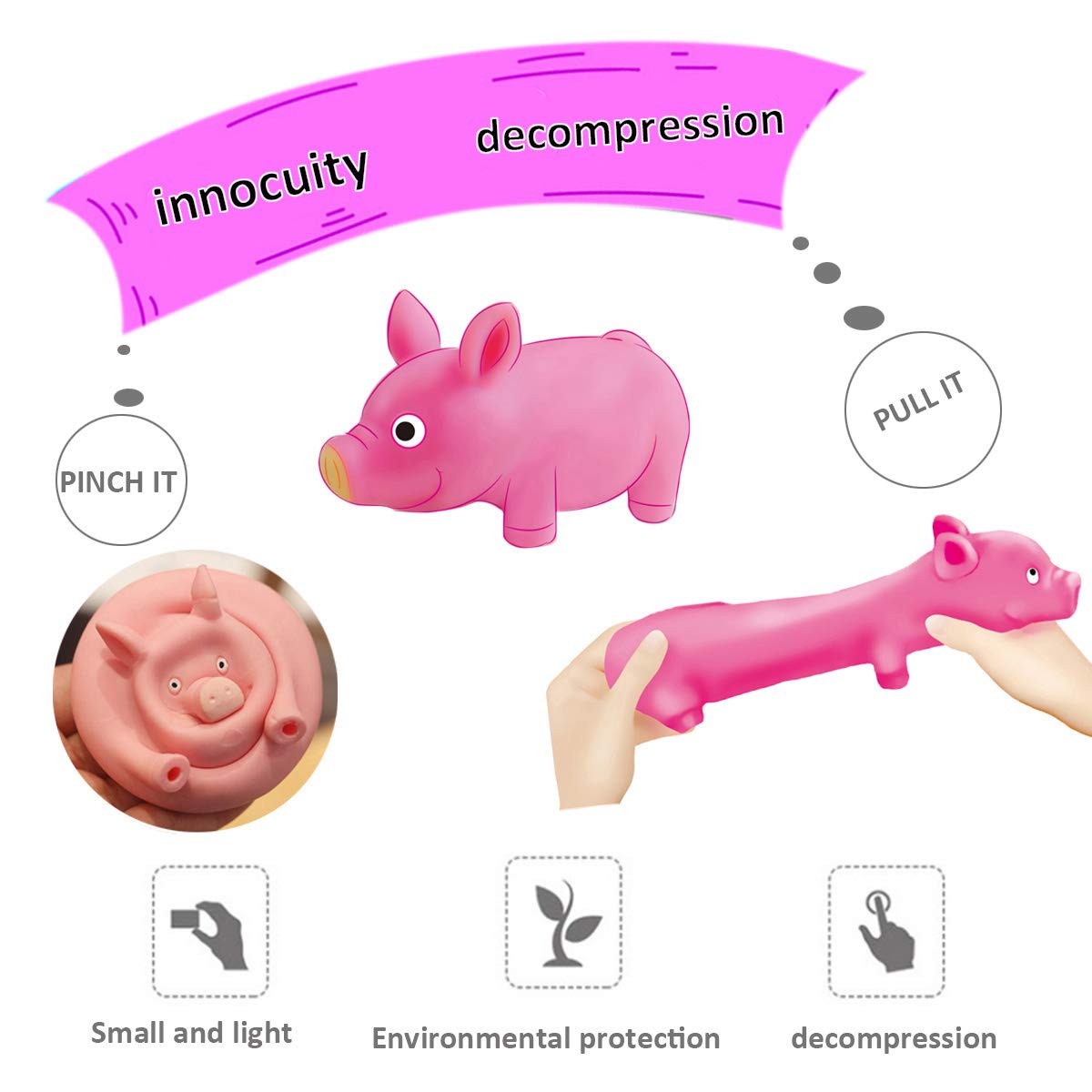 Squishy Toy Pink Pig Gifts For Kids Adults Popping Out Eyes Animal Squishies Anxiety Stress Relief Autism Disorders Funny Piggy