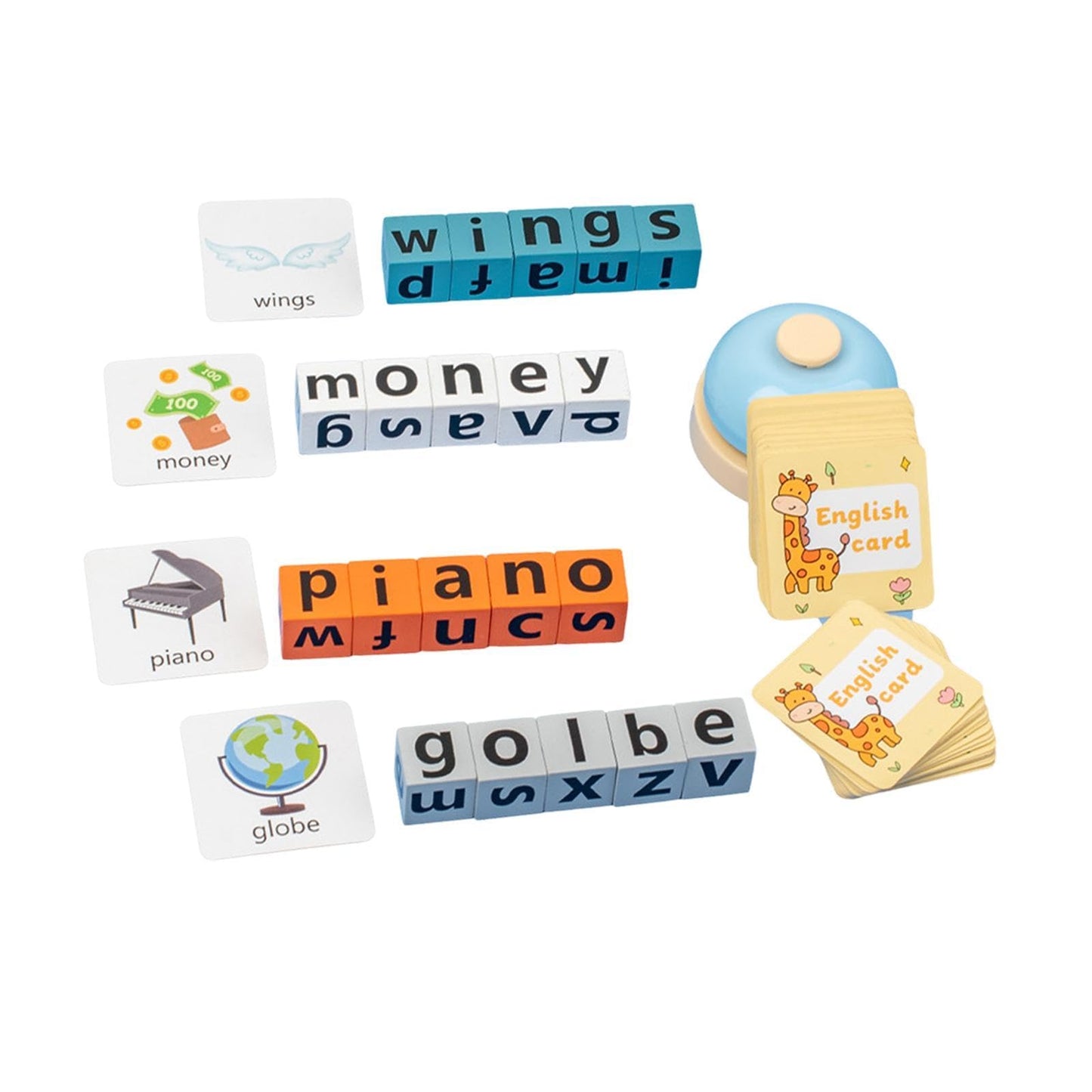 Enakshi (Label) Creations Wooden Blocks Spelling Game Early Learning Toys For Boys Girls Kids Children With Bell