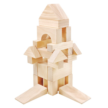 Onshine Large Wooden Blocks For Toddlers 1-3, 64 Pieces Big Wood Building Blocks Set With Wooden Storage Box, Large Toddler Blocks Building And Stacking Toys Construction Set