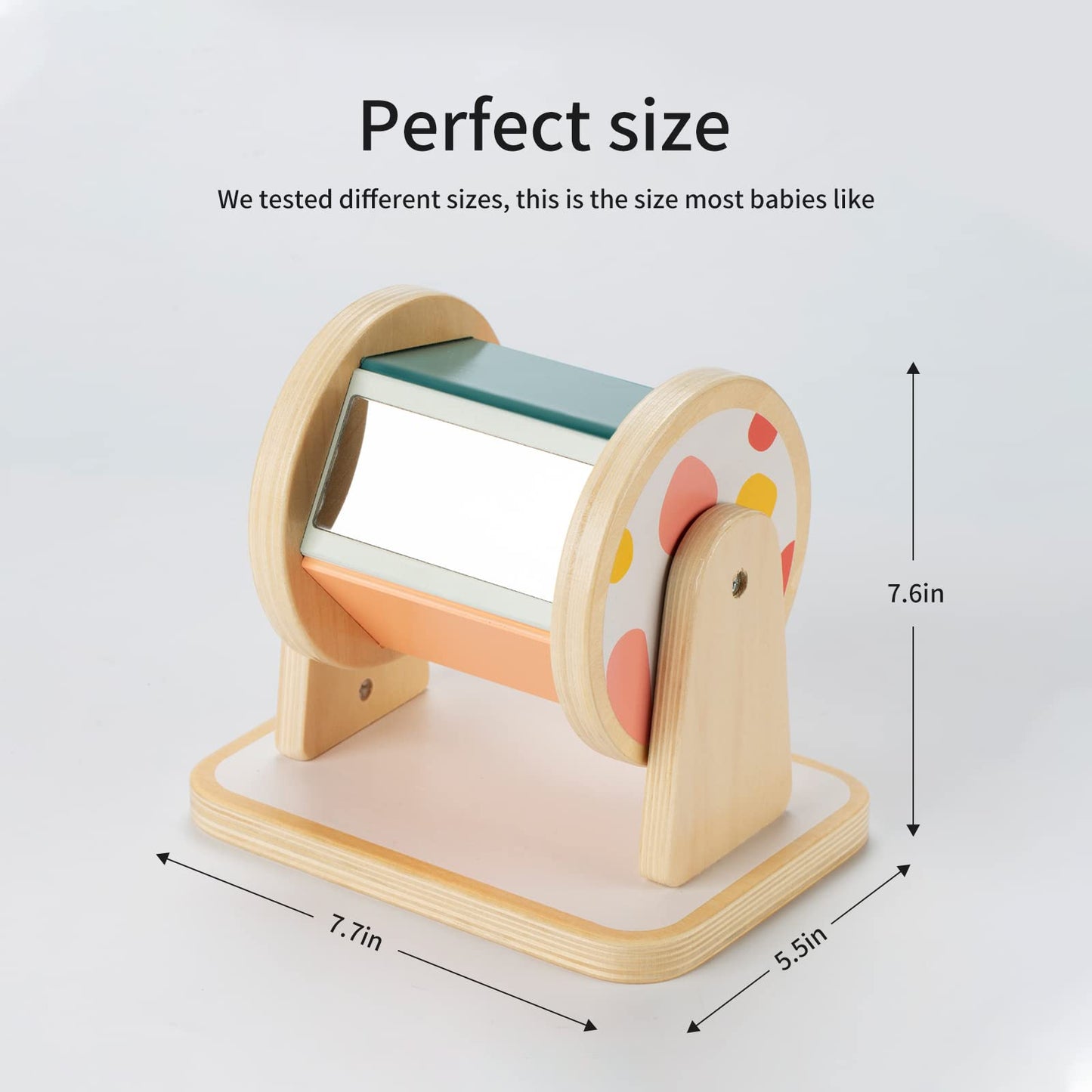 Twefex Montessori Spinning Drum - Colorful Wooden Toy for Babies 6-12 Months, Ideal Montessori Toy for 1-Year-Old Infants, Medium Size