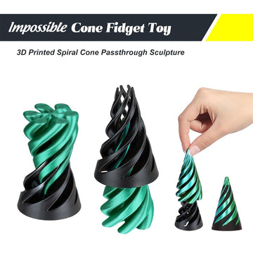 Impossible Cone (3PCS) 3D Printed Spiral Cone Fidget Toy Impossible Pyramid Passthrough Sculpture Mini Stress Relief Desktop Decorations Toy for Kids mature-themed Gift (Laser Blue Green)