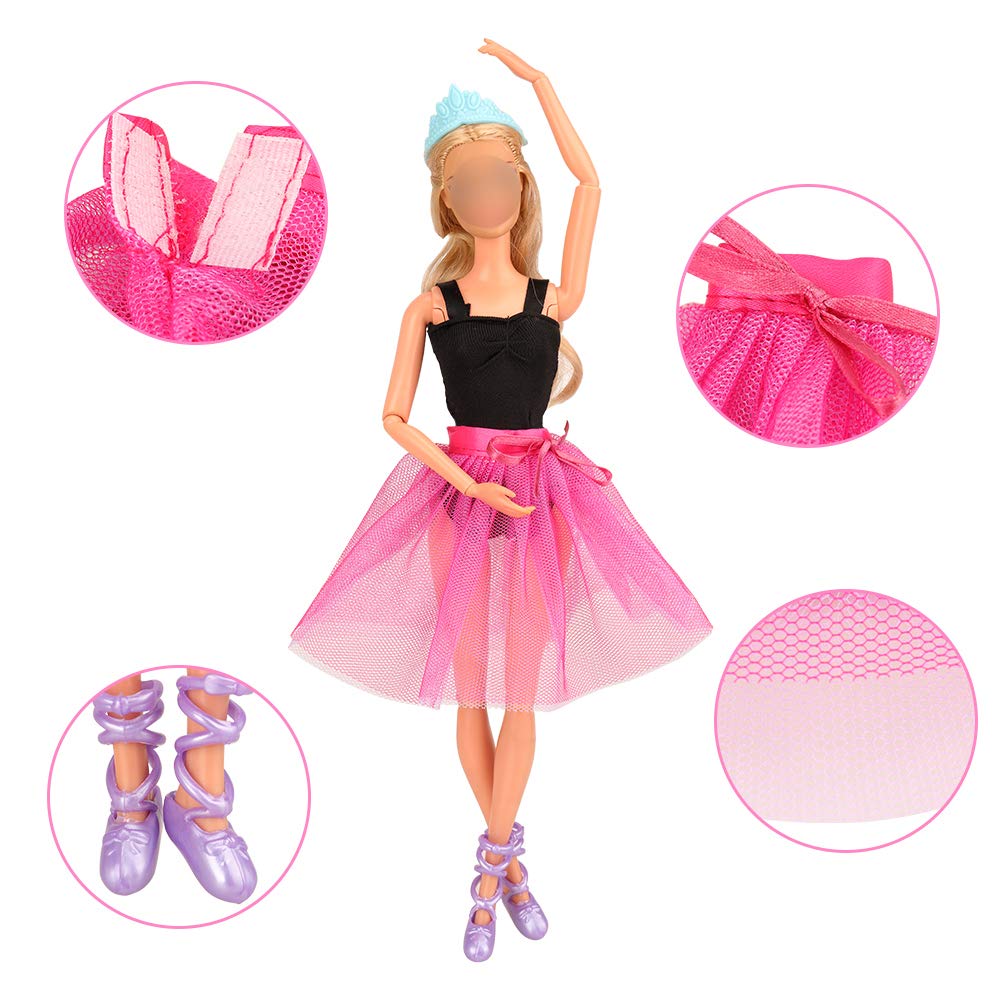 Barwa 3 Sets Ballerina Doll Clothes Ballet Outfits Dance Dresses Costume Mirror Tutu Skirt With 3 Shoes 3 Crown Accessories For 11.5 Inch Girl Doll