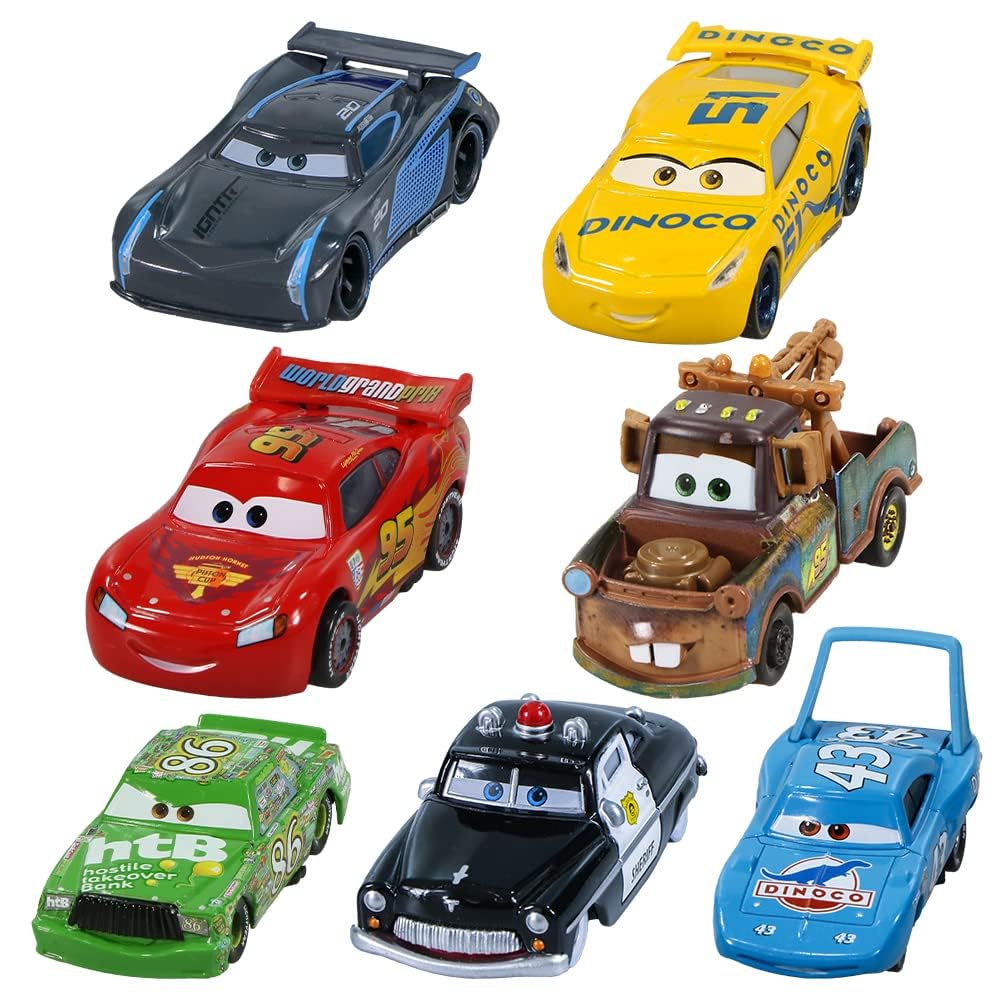 7 PCS Toys Car 2 3 Mater Chick Hicks The King Doc Hudson Sheriff Diecast Car Toy Set for Boy Kids Gifts