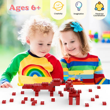 Unirolic Classic Building Bricks Set, 100 Piece 2X2 Basic Building Blocks Stem Creative Building Toys Compatible With All Major Brands(Red)