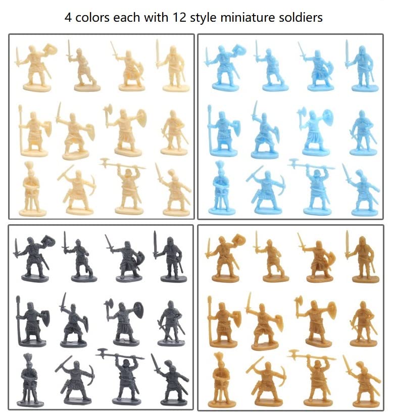 Enajucy 254Pcs/Set Medieval Castle Knights Toy Soldier - Army Figures Miniature Playset With Castle, Four-Color Soldier, Cavalry