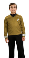 Star Trek Movie Childs Deluxe Gold Shirt Costume With Dickie, Pants With Attached Boot Tops And Emblem Pin, Small