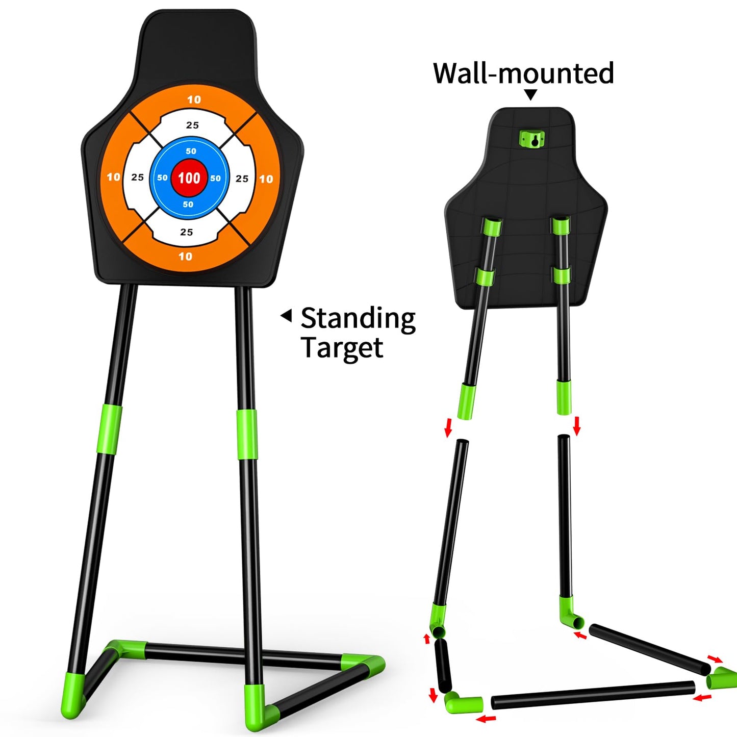 Temi 2 Pack Archery Set - Includes 2 Bows, 20 Suction Cup Arrows & 2 Quivers & Standing Target, Outdoor Light Up Toys For Kids B