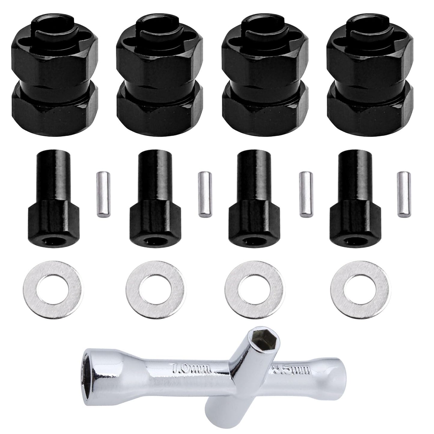4 Pieces Aluminum Extended 7mm Hex Wheel Hubs 8mm Thick Wheel Spacers Offsets for Axial SCX24 AXI90081 Deadbolt AXI00002 Jeep Wr