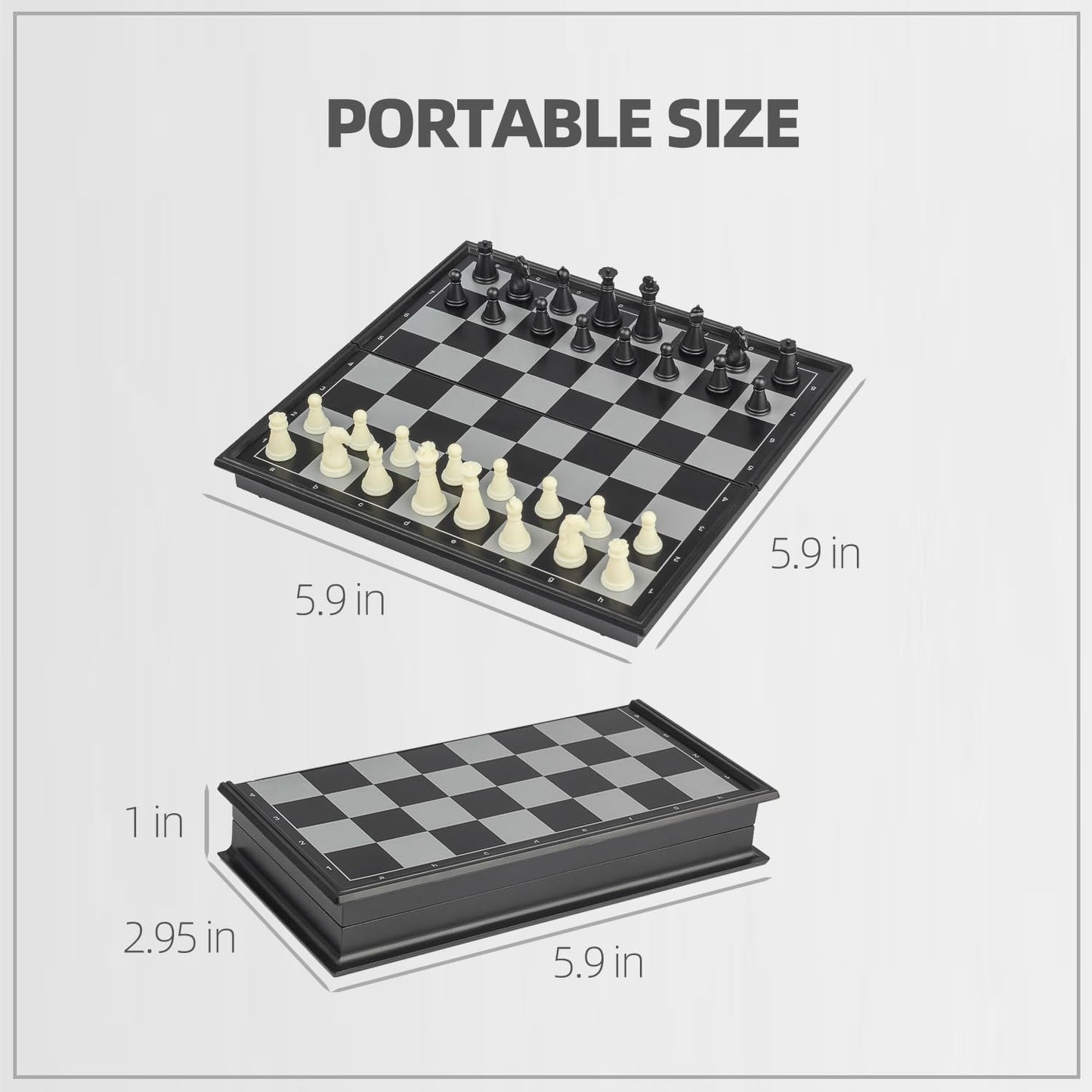 Travel Chess Set Magnetic Portable Folding Chess Board - Small Mini Pocket Chess Set (X-Small / 5.9 Inch)