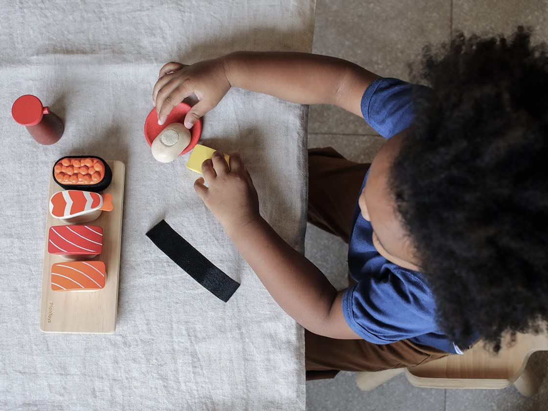 Plantoys Wooden Sushi Play Food Set - Sushi Play Set, Non-Toxic Wooden Sushi Set For Kids, Pretend Play