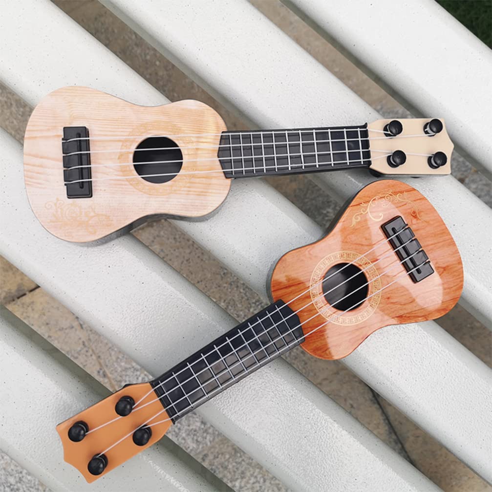Toddmomy Ukulele Musical Toy for Kids - Plastic Ukulele Toy with Nylon Strings - Beginner Friendly (Beige)