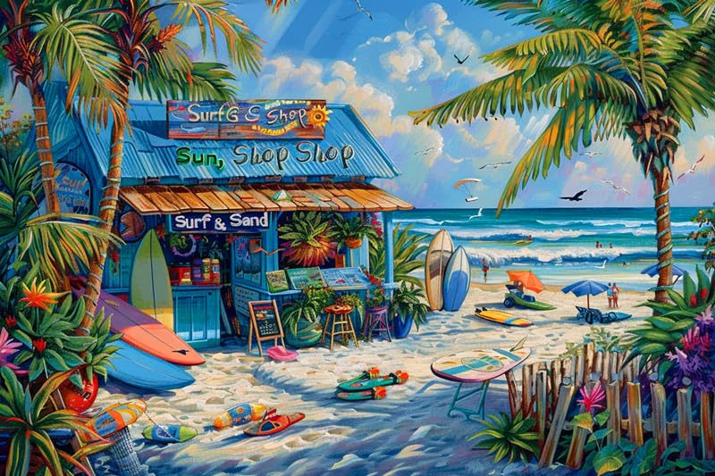 Puzzles - Surf Shack - 1000 Piece Jigsaw Puzzle (Beach Surfing)