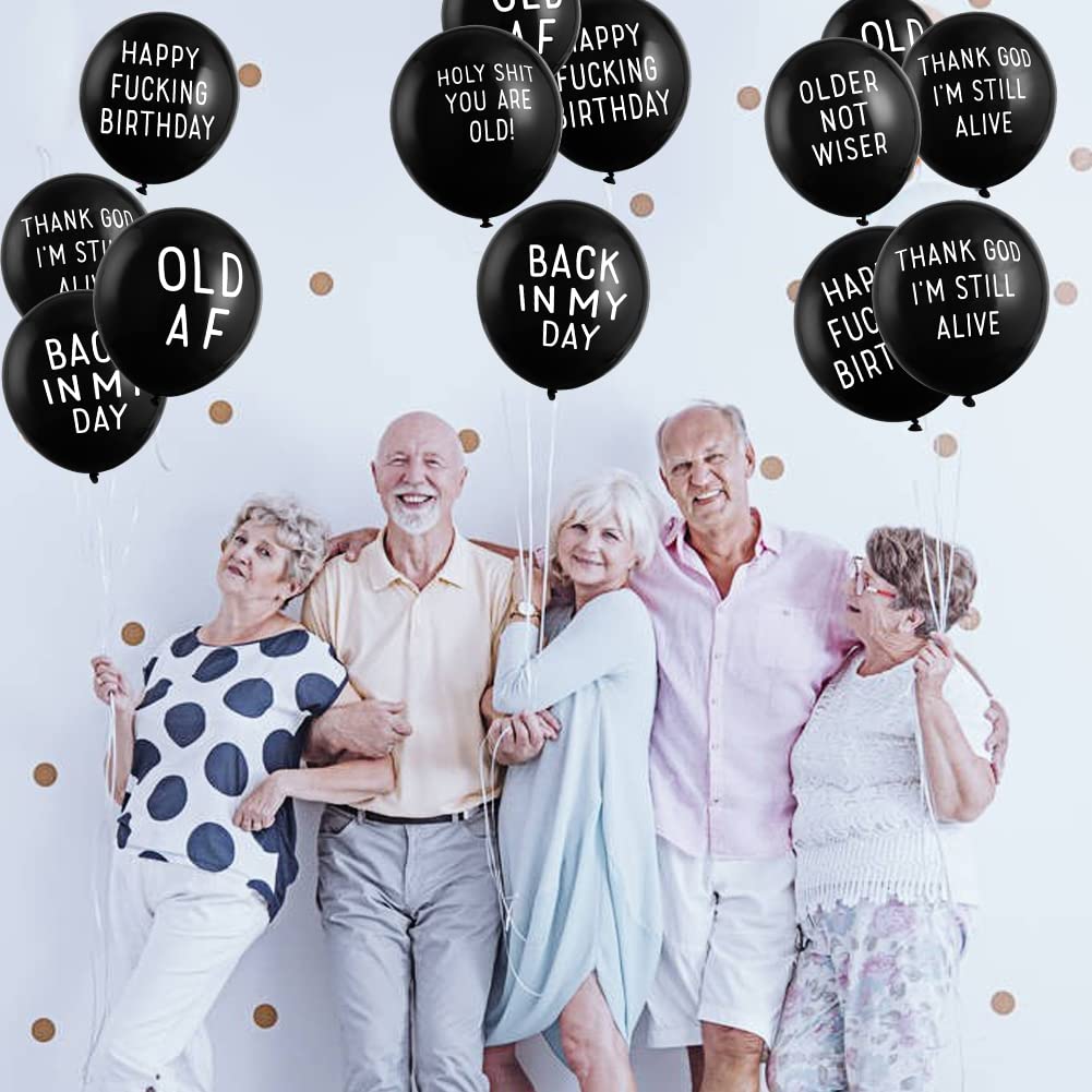 Sunbeauty 18Pcs Abusive Balloons Funny Old Age Birthday Balloons Offensive Balloons Different Phrases For Men'S Birthday Decorat
