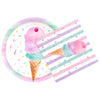 Wernnsai Ice Cream Party Plates And Napkins - Serves 50 Guests 100 Pcs Pink Sweet Ice Cream Themed Party Supplies For Girls Birthday Baby Shower Pool Summer Celebration Dinner Picnic Party Tableware