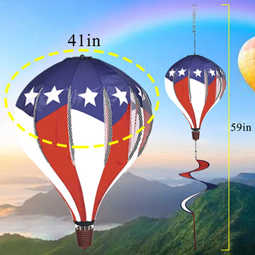 Fenely Patriotic Hot Air Balloon Garden Wind Spinners Giant Flag Pinwheels Whirligigs Windmill Toys For Kids Yard Decor Lawn Dec
