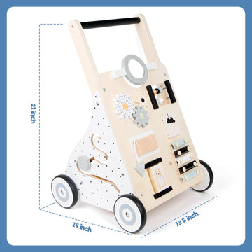 Asweets Wooden Baby Walker Push and Pull Learning Activity Walker Kids Activity Toy Multiple Activities Center Develops Motor Sk