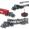 Remote Control Truck, 14'' 1:48 mini Truck Toy, equipped with 2 Rechargeable Batteries, Semi-Trailers include Car Carriers, Tank