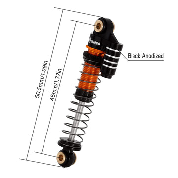 INJORA 45mm Aluminum Threaded Tele Shock Absorber Oil Damper for 1/24 RC Crawler FMS FCX24 Upgrade(Gold)
