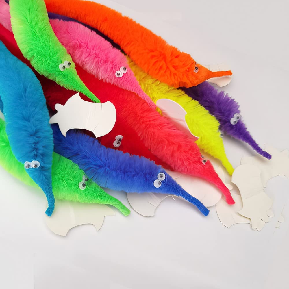Comonc 60 Pcs Magic Twisty Worms - Wiggly Fuzzy Party Toys in Multicolor, Medium Size, Perfect for Kids' Party Supplies