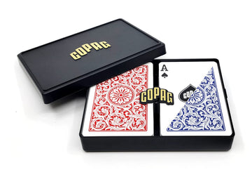 Copag 1546 Design 100% Plastic Playing Cards, Bridge Size (Narrow) Red/Blue (Standard Index, 6 Sets)