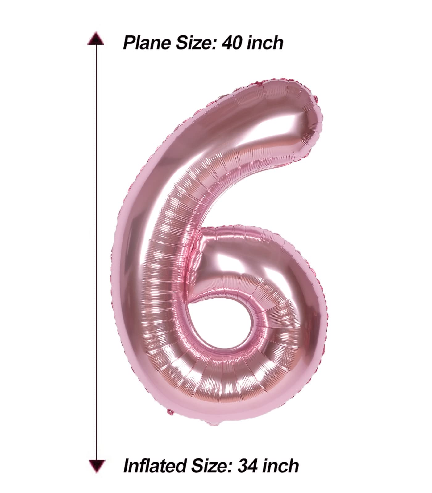 Aule 40 Inch Big Rose Gold 6 Balloon Number Large Foil Helium Number Balloons 0-9 Jumbo Giant Happy 6Th Birthday Party Decoratio