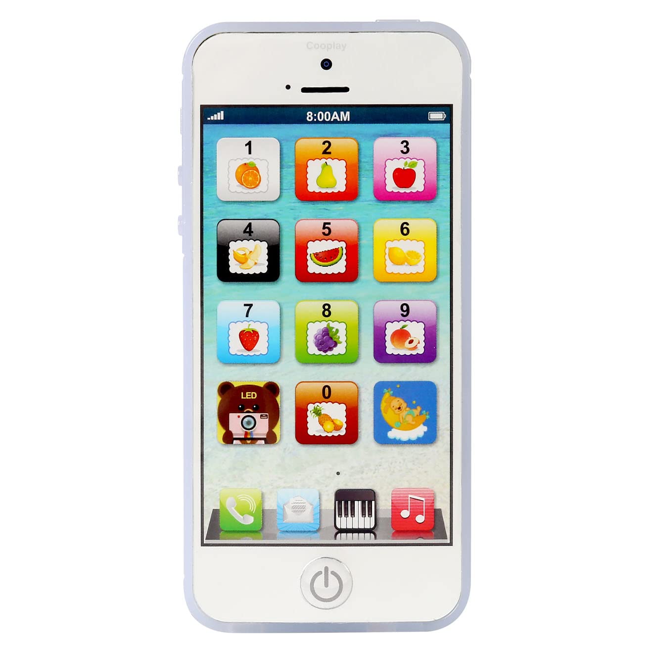 Cooplay White 1:1 Music Phone Toy Yphone Y-Phone Animal Play Cell Phone Learning English Educational Mobile Study Prize for Baby