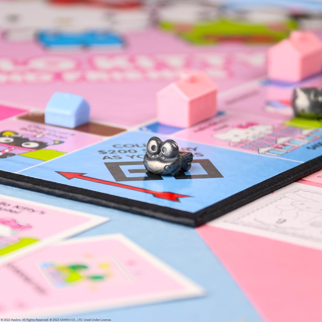 Monopoly: Hello Kitty And Friends, Buy, Sell, Trade Buildings From The Animated Series, Featuring My Melody, Badtz-Maru, Keroppi, Classic Monopoly Game, Officially-Licensed Hello Kitty Merchandise