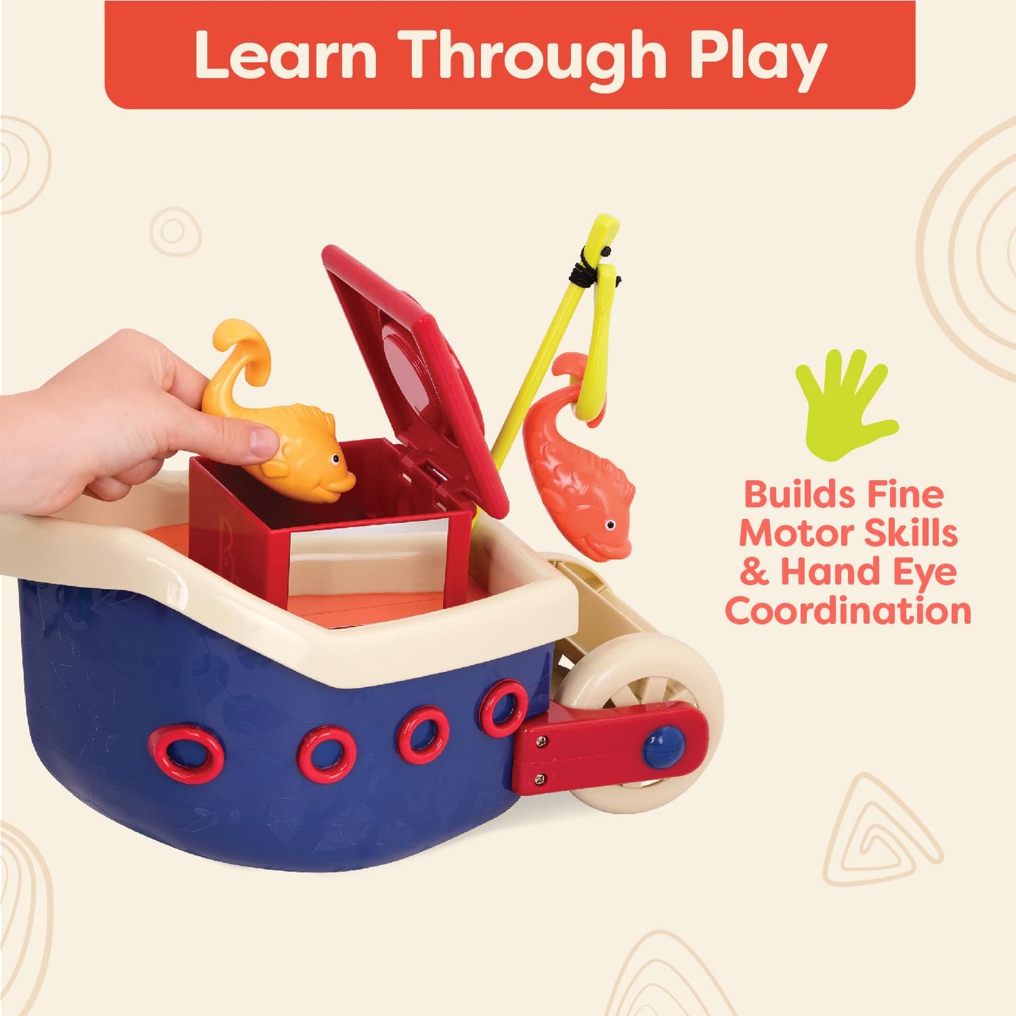 B. Toys- Water Play Bath Toy Set – Baby Bath Toys – Boat & Accessories - Tub Toys For Toddlers, Kids –Fish & Splish- 1 Year +