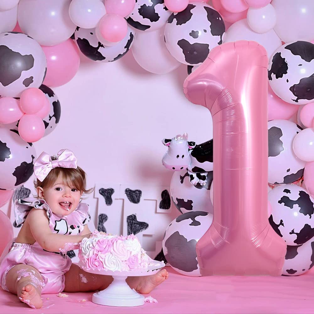 Toniful 40 Inch Light Pink Large Numbers Balloons 0-9, Number 1 Digital 1 Helium Balloons, Pink Foil Mylar Big Number Pastel Bal
