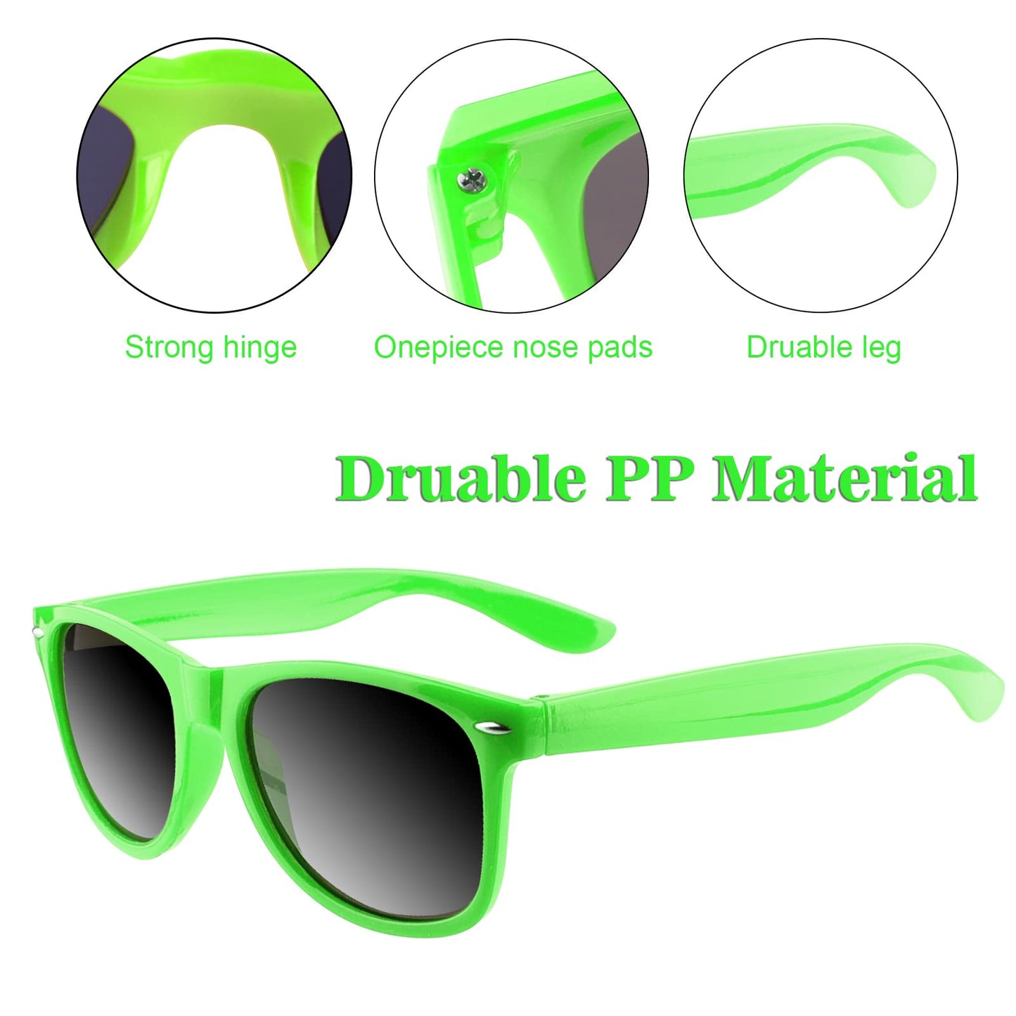 Tuparka 20 Pack Kids Sunglasses Bulk For Summer Pool Party Favors Birthday Parties Goody Bag Fillers, Green