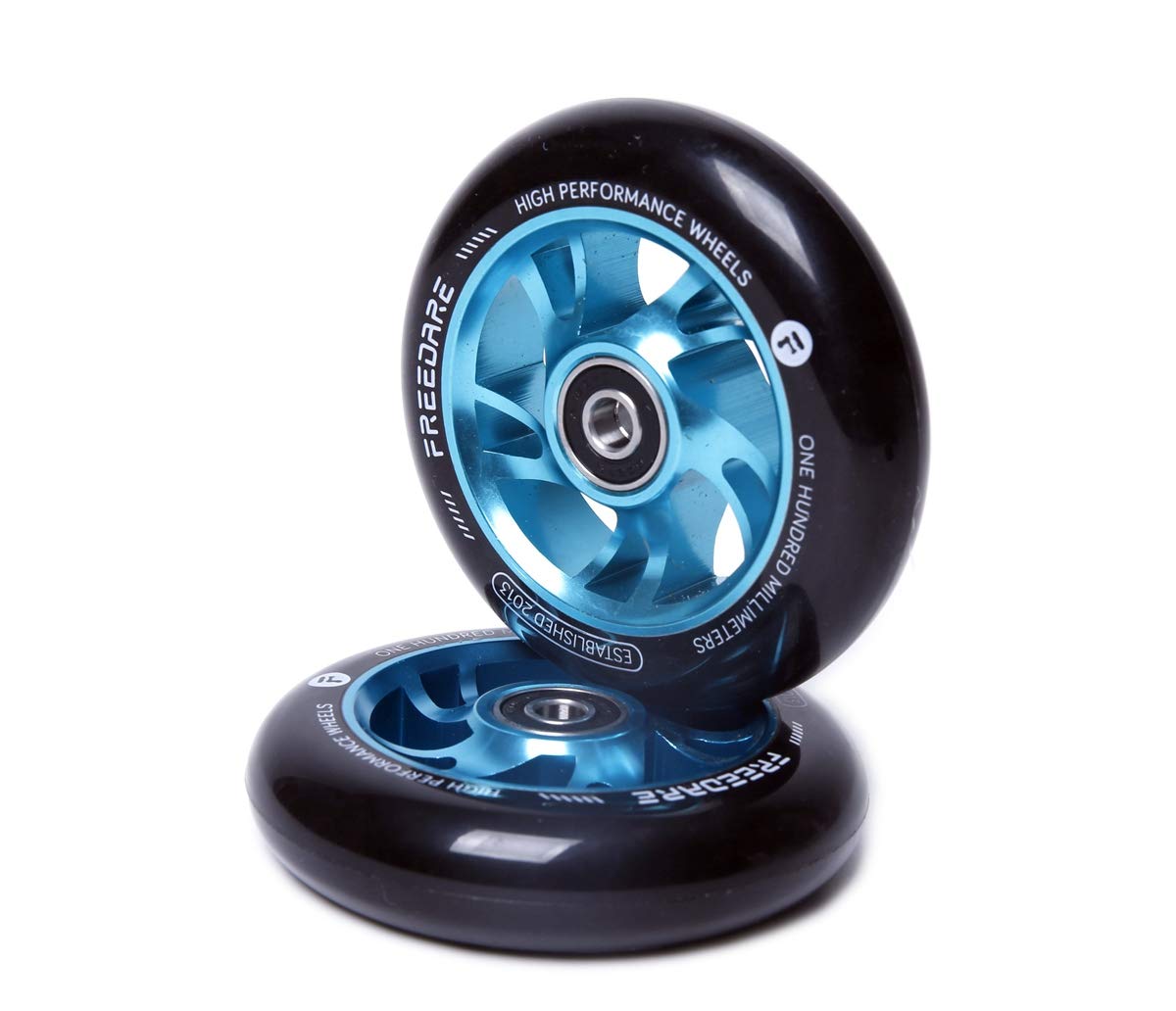 Freedare Scooter Wheels 100Mm Pro Stunt Scooter Replacement Wheels With Abec Bearings(Blue, Set Of 2)