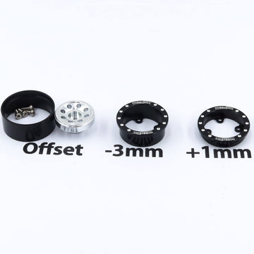 HOBBYSOUL RC 1.0 Beadlock Wheels and Tires, 1/24 Tires & Heavy Adjustable Offset 1.0 Wheels Black Silver for 1/24 RC Crawler Car